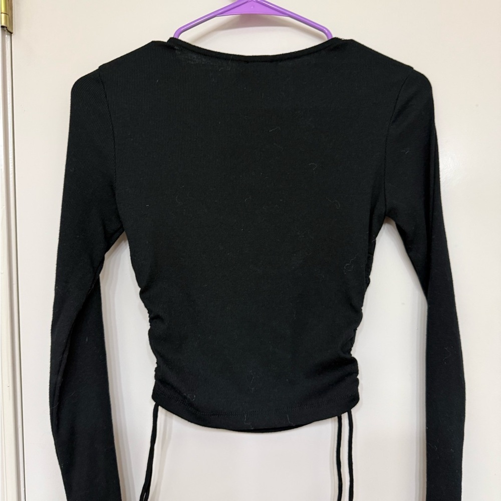 Princess Polly Black Ruched Long Sleeve Top - Picture 2 of 3